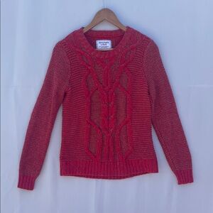 Abercrombie & Fitch Sweater Women’s  Size Medium Vintage Red‎ and Tan Cable Knit
